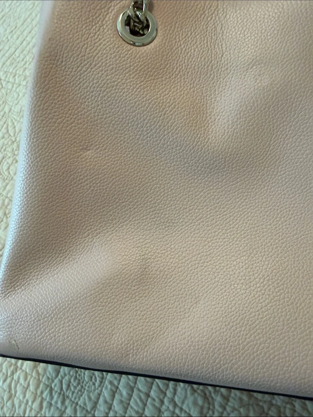 kate spade Blush Pink Pebbled Leather Shoulder Bag with Gold Chain